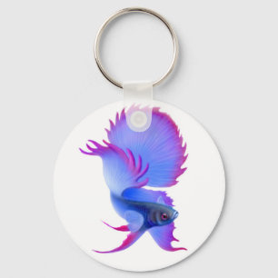 Llavero Keychain de peces Betta azul grande