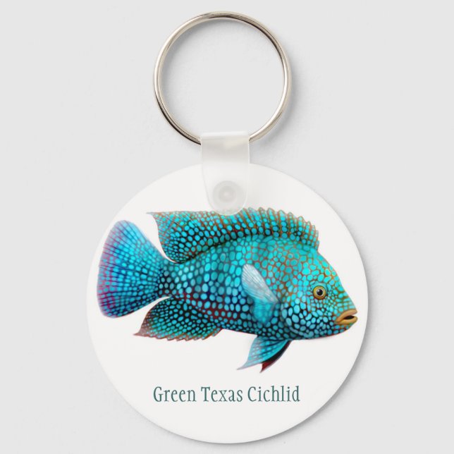 Llavero Keychain de peces Cichlid de Texas Verde (Anverso)