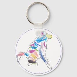 Llavero Keychain de Perro Arcoiris