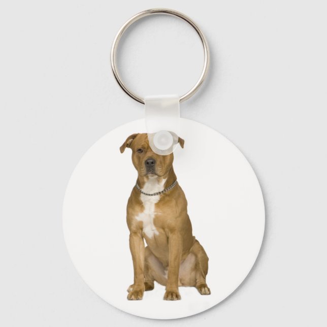 Llavero Keychain de Perro de Cachorro Terrier de Staffords (Anverso)
