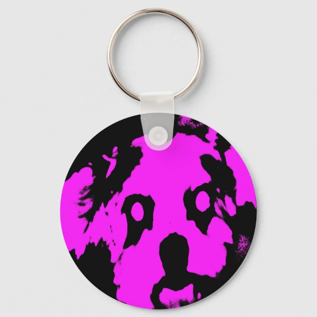 Llavero Keychain de Perro Negro Rosa (Anverso)