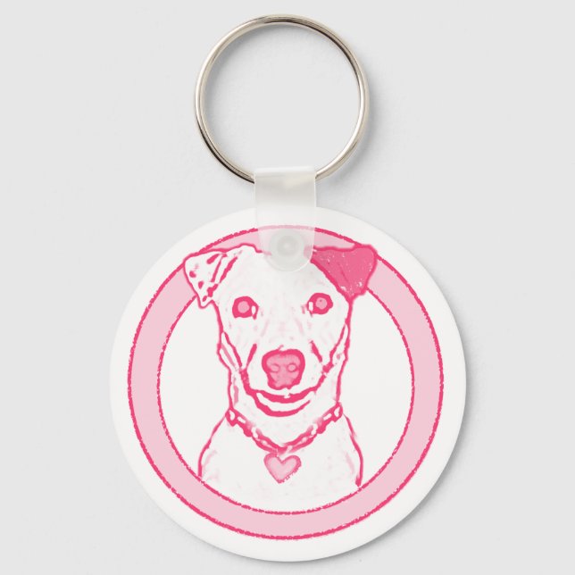 Llavero Keychain de Perro Rosa (Anverso)