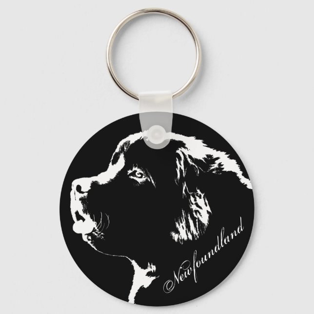 Llavero Keychain de perros de Terranova Regalos de grupos  (Anverso)