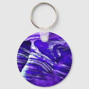 Llavero Keychain de piedras de ondulación azul oragánica