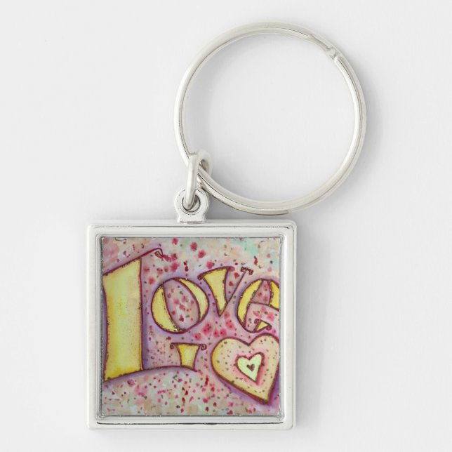 Llavero Keychain de pintura de palabras de arte amoroso (Frente)