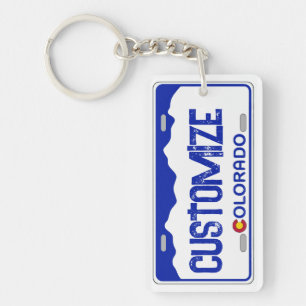 Llavero keychain de placa de matrícula azul de Colorado
