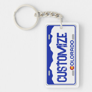 Llavero keychain de placa de matrícula azul de Colorado