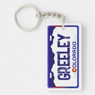 Llavero Keychain de placa de matrícula azul de Greeley Col