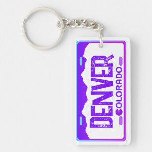 Llavero Keychain de placa de matrícula púrpura de Denver C