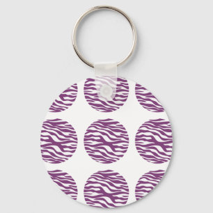 Llavero Keychain de puntos de polka de impresión de cebra