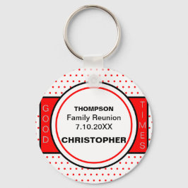 Llavero Keychain de puntos de Polka Rojo de Reunión Famili