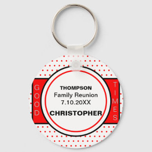 Llavero Keychain de puntos de Polka Rojo de Reunión Famili