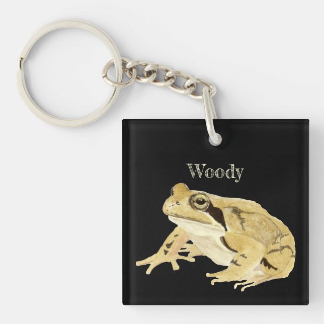 Llavero Keychain de rana de madera (Frente)