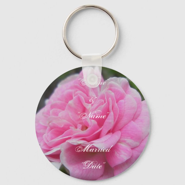 Llavero Keychain de recuerdo de Boda rosa (Anverso)
