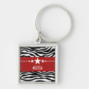 Llavero Keychain de Red Sassy Star Zebra Premium