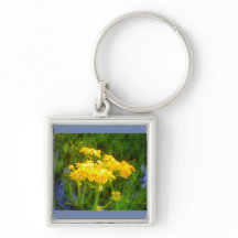 Keychain de reflexión de agua de girasol cuadrado