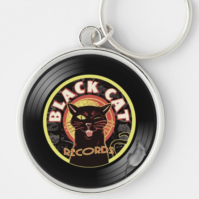 Llavero Keychain de registros de gato negro - Gato de jazz (Frente)