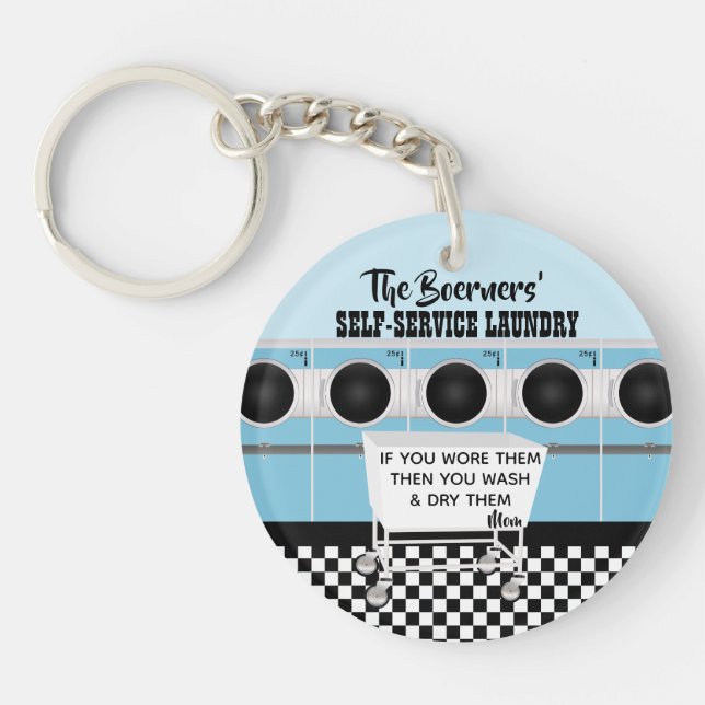 Llavero Keychain de reglas de lavandería de autoservicio r (Frente)