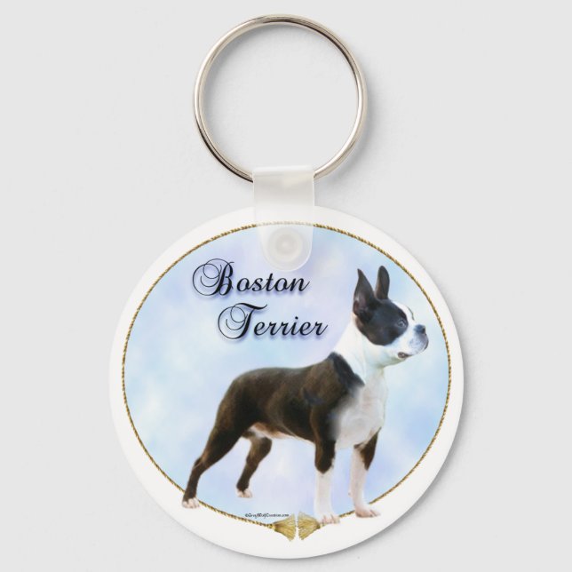 Llavero Keychain de retrato de Boston Terrier (Anverso)