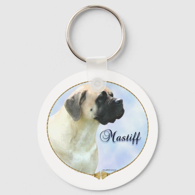 Llavero Keychain de retrato de Fawn Mastiff (Anverso)