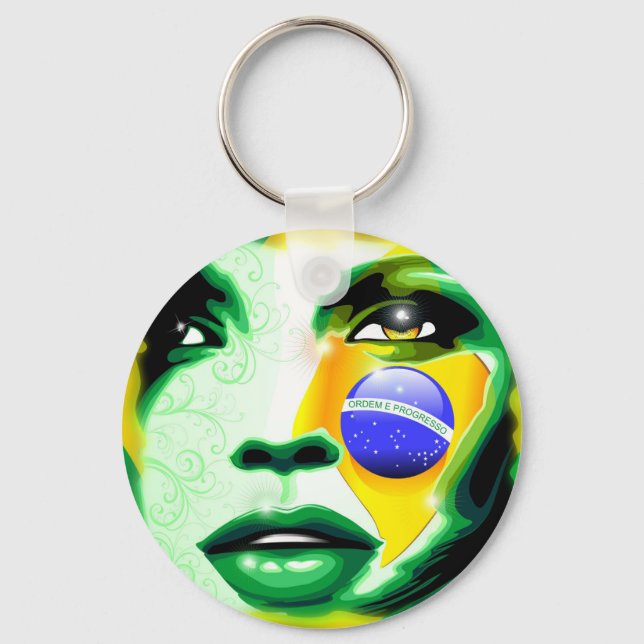 Llavero Keychain de retrato de la bandera de Brasil (Anverso)