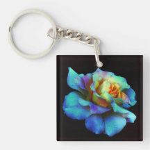 Keychain de Rosa con puntas turquesas
