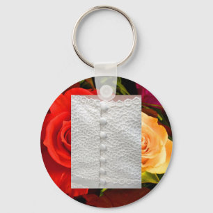 Llavero Keychain de rosas amarillas rojas y mojadas de Bod