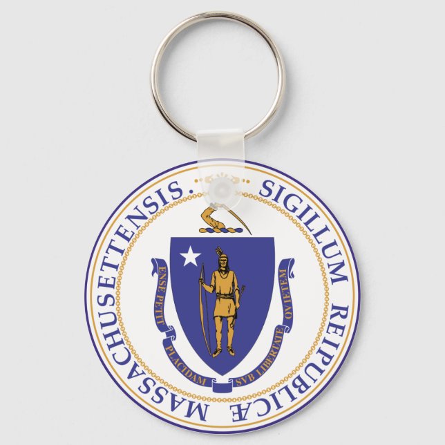 Llavero Keychain de sellos estatales de Massachusetts (Anverso)