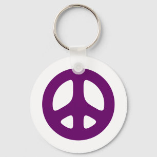 Llavero Keychain de señas gigantes de la paz púrpura