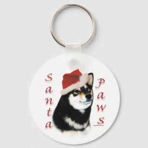 Llavero Keychain de Shiba Negra Inu Santa Paws