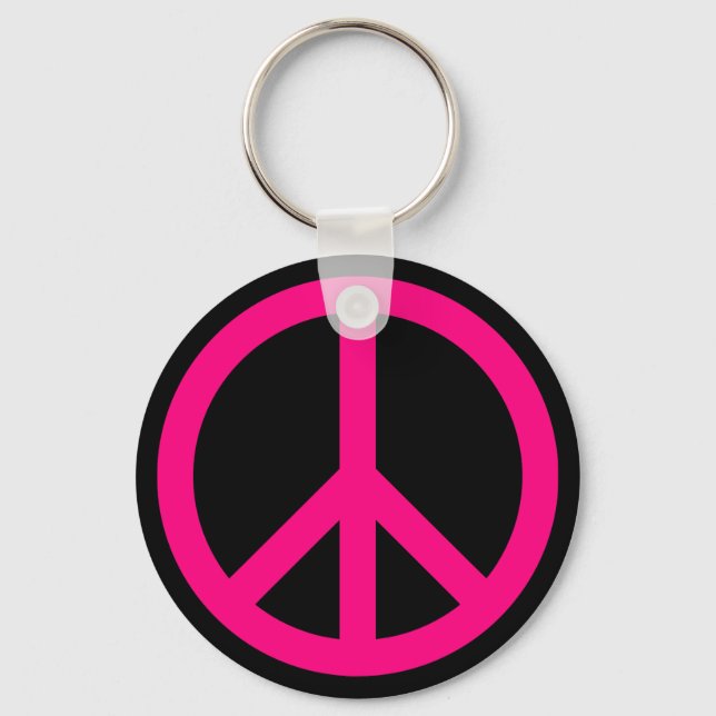 Llavero Keychain de signo de paz rosa (Anverso)