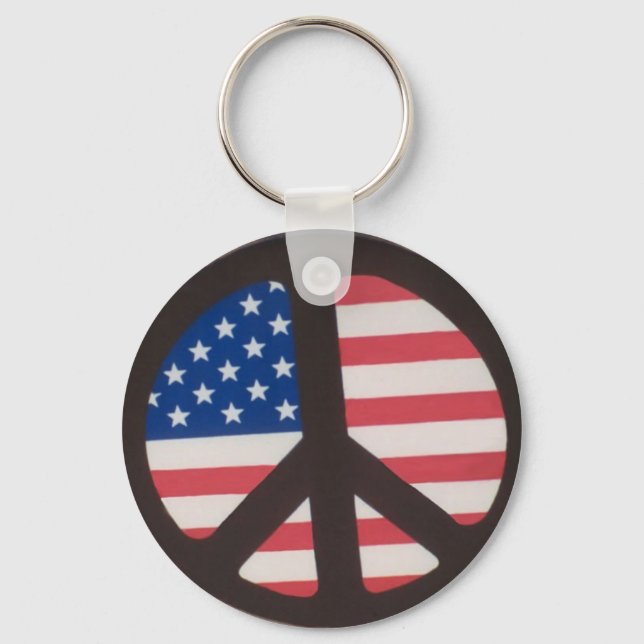 Llavero Keychain de signos de paz de bandera estadounidens (Anverso)