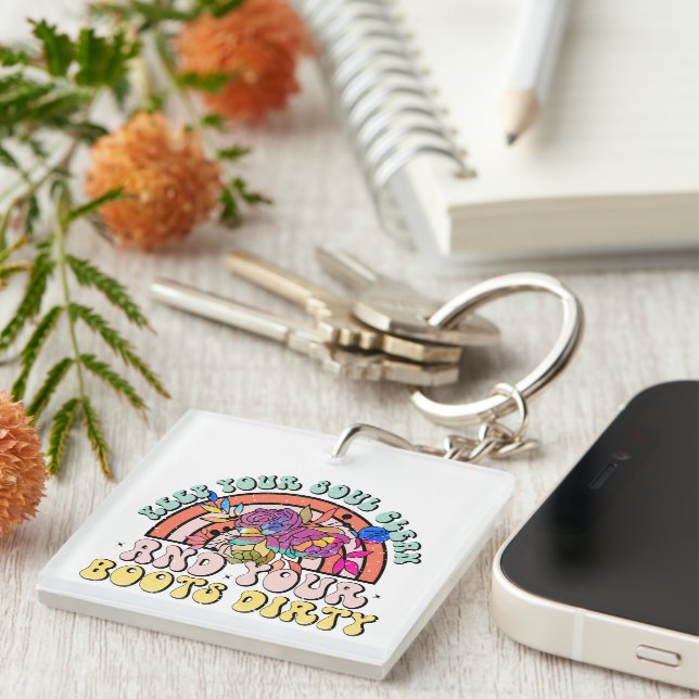 Llavero Keychain de Soul Limpio inspirador de Wordart (Frente Derecha)