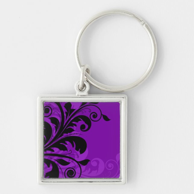 Llavero Keychain de Swift Purple Floral de lujo (Frente)