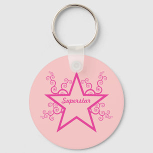 Llavero Keychain de Swirls Superstar, rosa brillante