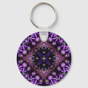 Llavero Keychain de tapiz fractal de luz púrpura