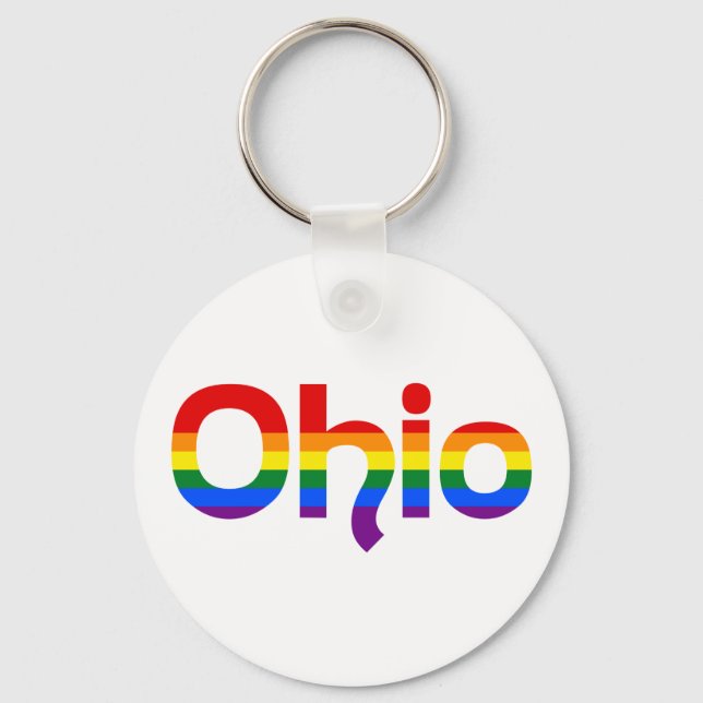 Llavero Keychain de texto LGBT Ohio Rainbow (Anverso)
