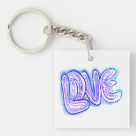 Llavero Keychain De Tipografía De Amor Púrpura Y Azul De G