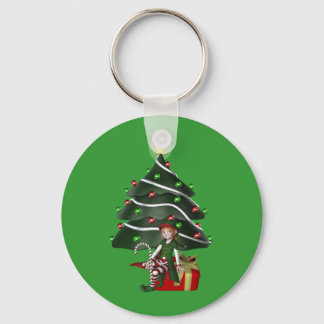 Llavero Keychain de vacaciones de árbol de Navidad Elf chi