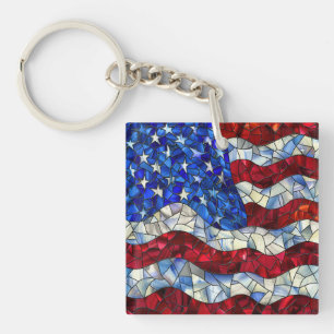 Llavero Keychain de vidrio manchado de la bandera estadoun