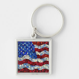 Llavero Keychain de vidrio manchado de la bandera estadoun