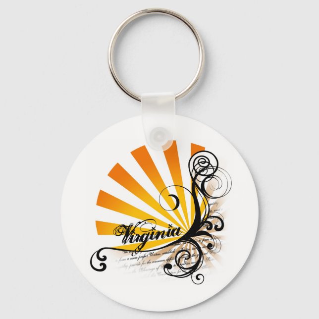 Llavero Keychain de Virginia, un gráfico con flores solead (Anverso)