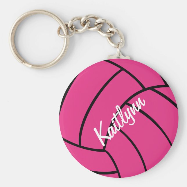 Llavero Keychain de voleibol rosa personalizado (Frente)