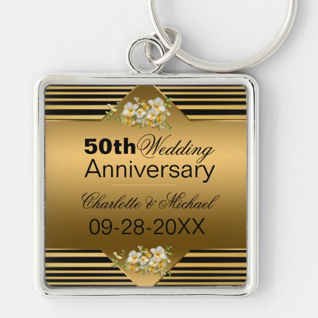 Llavero Keychain del 50 aniversario del Boda del oro (Frente)