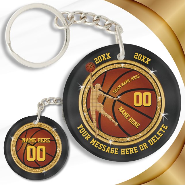 Llavero Keychain del baloncesto del negro y el oro para Ch (Senior Night Basketball Gifts.  Basketball Team Gifts for Girls. Personalized Basketball Keychains.)