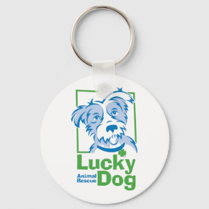 Llavero Keychain del botón básico del perro de la suerte