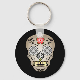 Llavero Keychain del botón de la barra de calavera del azú