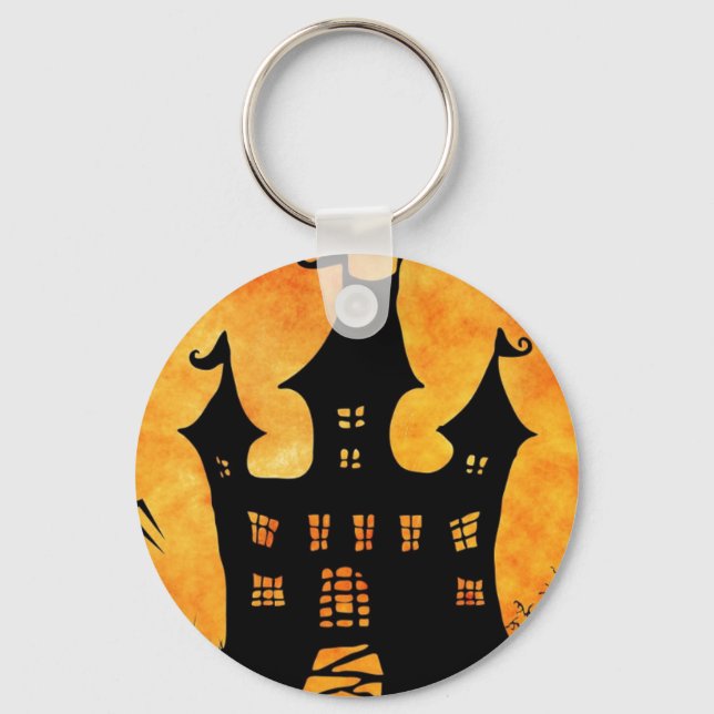 Llavero Keychain del botón del castillo de Happy Halloween (Anverso)