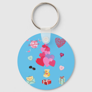 Llavero Keychain del botón Feliz Día de San Valentín.