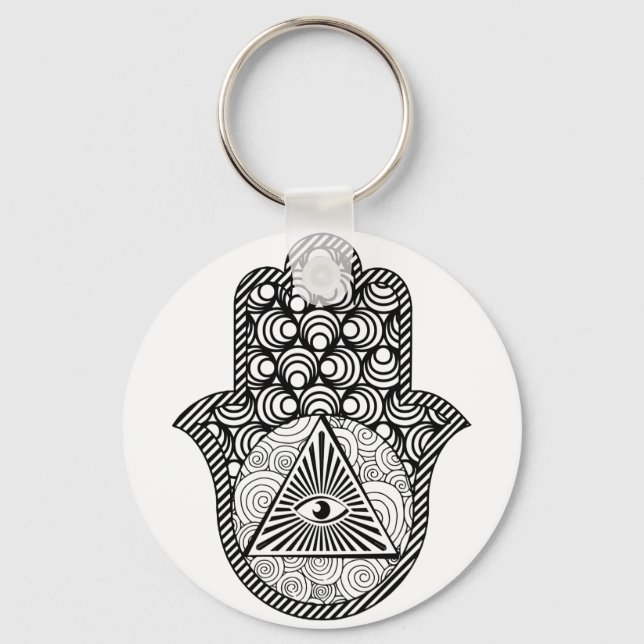 Llavero Keychain del botón Hamsa de protección de ojos mal (Anverso)